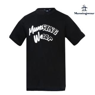 【Munsingwear】企鵝牌 男款黑色跳色印花短袖T-SHIRT MGRL2528