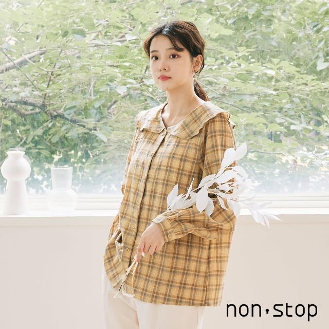 【non-stop】輕甜格紋大領片襯衫-2色