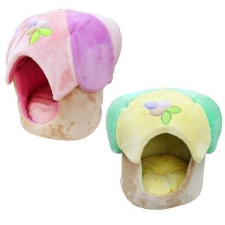 【Petz Route 沛滋露】寵物蘑菇造型保暖睡窩(超絨舒適透氣 兩色可選 可水洗)