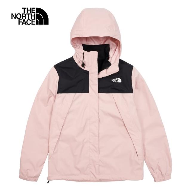 【The North Face】北面女款粉黑拼接防水透氣連帽三合一外套