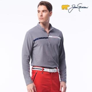 【Jack Nicklaus 金熊】金熊GOLF保暖厚棉立領POLO衫/高爾夫球衫-拉鍊款(灰色)
