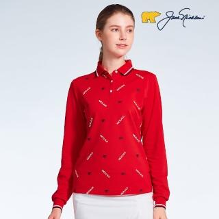 【Jack Nicklaus 金熊】GOLF女款印花POLO衫/高爾夫球衫(紅色)