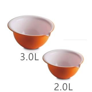 【OMADA】烘培甜點抗菌攪拌碗 橘色 2入(Microban抗菌技術、易於收納優化空間、攪拌碗、甜點攪拌碗)