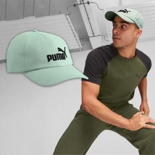【PUMA】帽子 Essentials No.1 男女款 綠 黑 鴨舌帽 棒球帽 老帽 刺繡Logo 可調式(024357-11)