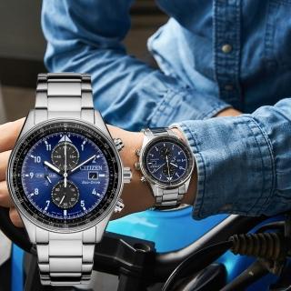 【CITIZEN 星辰】時尚航空 光動能計時腕錶(CA0770-81L 藍色)