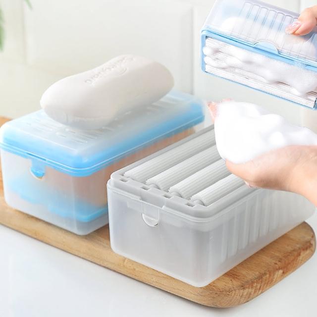 【TENGYUE】肥皂起泡收納盒 滾輪肥皂盒 二入組(肥皂盒 起泡刷 刷具)