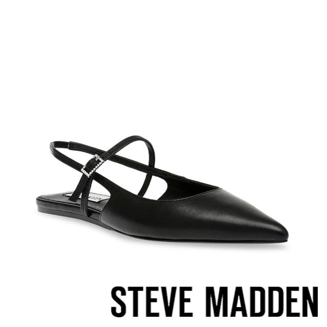 【STEVE MADDEN】KRYSTEN 尖頭繞踝平底鞋(黑色)