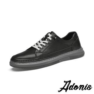 【Adonis】真皮板鞋/真皮個性百搭休閒板鞋-男鞋(黑)