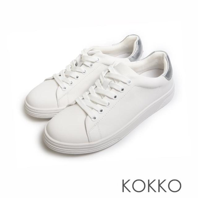 【KOKKO 集團】超舒適簡約百搭真皮休閒鞋(銀色)