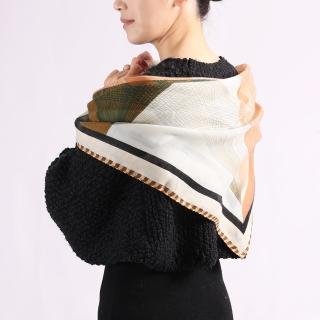 【BANNIES】純羊毛圍巾｜線性幾何-白(圍巾 披肩 羊毛 頂級羊毛圍巾)