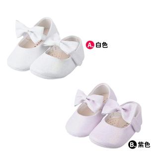 【布布童鞋】Connife百搭蝴蝶結閃耀寶寶娃娃鞋(白色/紫色)