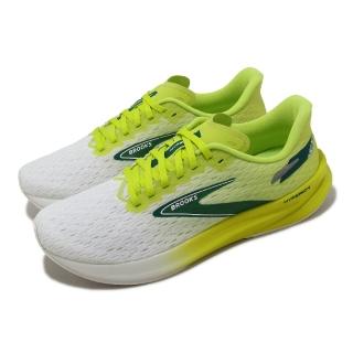 【BROOKS】競速跑鞋 Hyperion 男鞋 白 黃 綠 氮氣中底 運動鞋 訓練 路跑 針織鞋面(1104071D343)