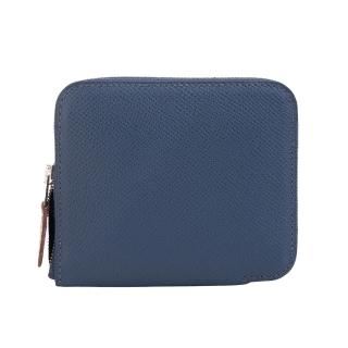 【Hermes 愛馬仕】Epsom皮革SILK in Wallet 絲巾短夾(海軍藍)