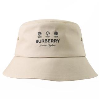 【BURBERRY 巴寶莉】簡約燙印LOGO棉質遮陽帽漁夫帽(卡其)