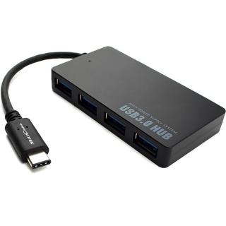 【Bill Case】攜帶型超薄 5Gbps Type C轉USB 3.0 4 孔 極速傳輸集線器(黑霸 15公分)