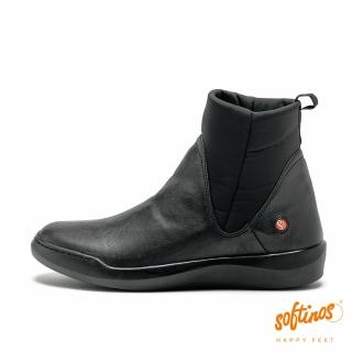 【Softinos】女鞋 BETH 柔軟彈性布V字拼接踝靴/短靴(82355-301 黑)
