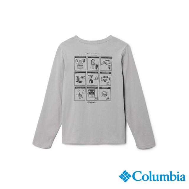 【Columbia 哥倫比亞】童款-Dobson Pass 印花長袖上衣-灰色(UAB50710GY/HF)