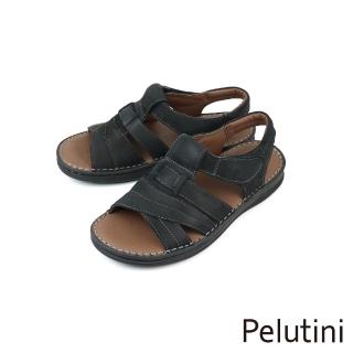 【Pelutini】可調式魔鬼氈輕便涼鞋 黑色(308041-BL)