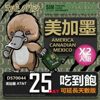 【鴨嘴獸 旅遊網卡】AT&T 美國 加拿大 墨西哥 25天 網路吃到飽 2入組(美加墨網卡 網卡 旅遊卡 漫遊卡)
