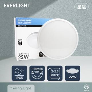 【Everlight 億光】2入組 LED 星庭 22W 黃光 白光 自然光 全電壓 戶外 室內 吸頂燈