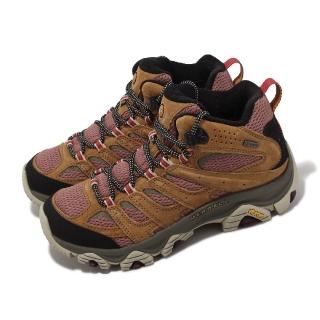 【MERRELL】戶外鞋 Moab 3 Mid GTX 女鞋 棕 紅 防水 中筒 越野 郊山 登山 Vibram(ML037498)