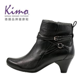 【Kimo】率性都市舒適柔軟簡約羊皮短跟靴 女鞋(墨烏黑 KBCWF032713)