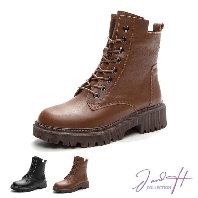 【J&H collection】優質真皮增高厚底馬丁靴(現+預  黑色／棕色)