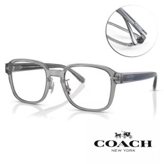 【COACH】徽章方框撞色膠框光學眼鏡(透灰 藍#HC6199 5202)