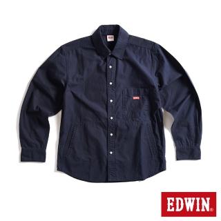 【EDWIN】男裝 紅標長袖襯衫式外套(丈青色)