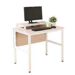 【DFhouse】頂楓90公分電腦辦公桌+桌上架-白楓木色