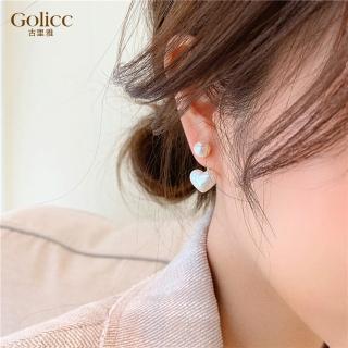 【Golicc】東大門 珍珠 愛心 耳環(飾品 耳飾 耳釘 耳扣 耳環 禮物 618 年中慶)