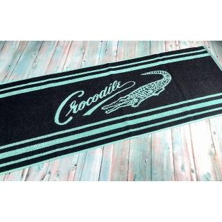【Crocodile】經典條紋提花運動巾 綠色單條包(超寬版)