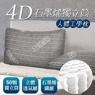 【床之戀】嚴選 台灣製4D透氣人體工學石墨烯獨立筒枕頭