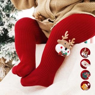 【橘魔法】可愛公仔娃娃直條褲襪(聖誕襪 聖誕節 聖誕樹 麋鹿 耶誕 大紅 過年 洋裝搭配 交換禮物)