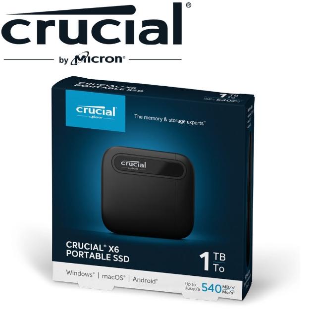 Crucial 美光】X6 1TB 外接式SSD(USB 3.2 Gen2/Type-C) - momo購物網