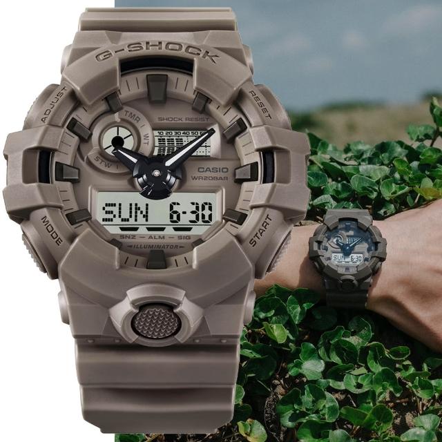 CASIO 卡西歐】G-SHOCK 大自然大地色霧面質感大圓雙顯錶(GA-700NC-5A