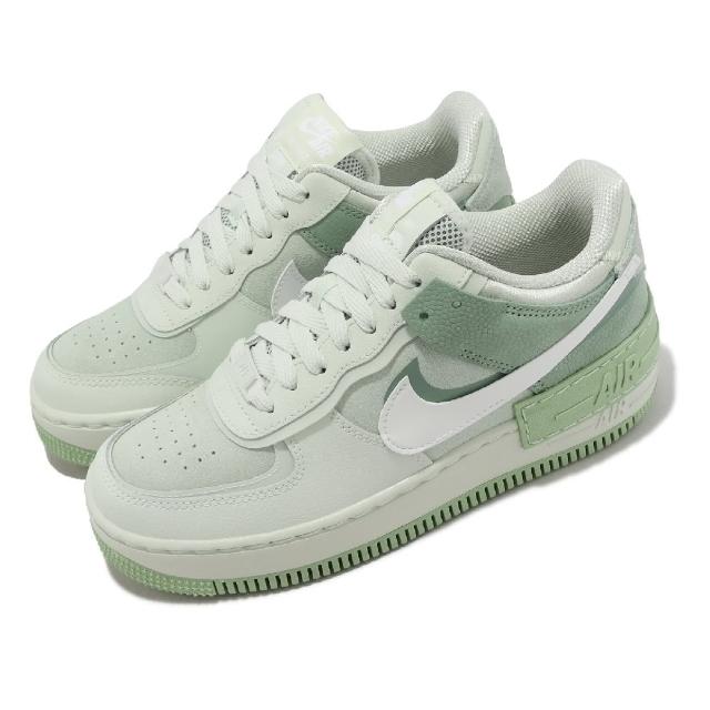 【NIKE 耐吉】休閒鞋Wmns AF1 Shadow 女鞋綠白雙勾拼接反光