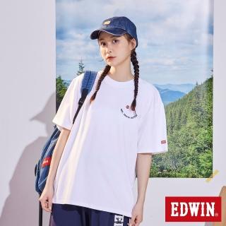 【EDWIN】男裝 寬版 吉普車印花短袖T恤(白色)