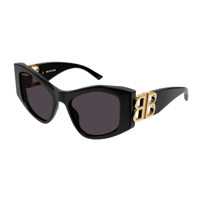 【Balenciaga 巴黎世家】金色大LOGO膠框太陽眼鏡(BB0287S-001 雙B LOGO)