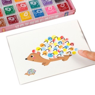 【芊芊居家】5入 趣味手指畫 兒童指印畫 12色印台 30張畫卡(兒童創意繪畫套件 DIY 指印畫 手指畫印泥)