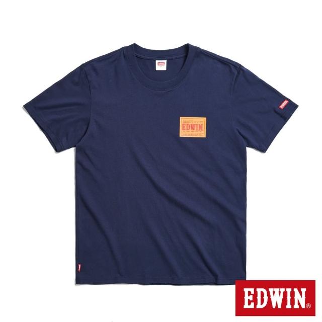 【EDWIN】男裝 仿皮牌印花LOGO短袖T恤(丈青色)