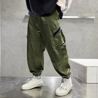 【TATA KIDS】童裝 拉鍊口袋造型鬆緊腰工裝長褲(120-160)