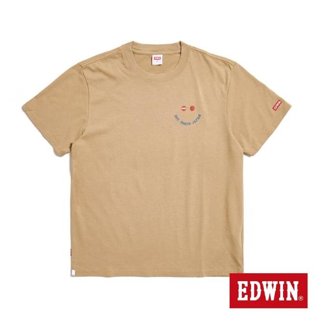 【EDWIN】男裝 寬版 吉普車印花短袖T恤(淺卡其)
