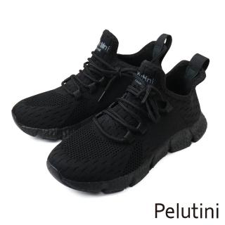 【Pelutini】厚底綁帶透氣休閒鞋 黑色(336002W-BL)