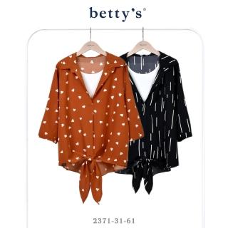 【betty’s 貝蒂思】假兩件綁帶七分袖雪紡上衣(共二色)