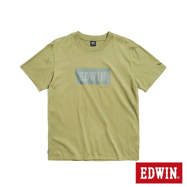 【EDWIN】男裝 斜紋BOX LOGO印花短袖T恤(灰綠色)