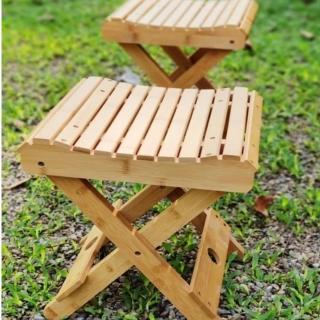 【May shop】兩入組 楠竹可折疊凳子多功能納涼凳便攜式實木釣魚凳