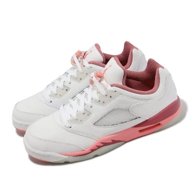 【NIKE 耐吉】休閒鞋 Air Jordan 5 Retro Low GS 女鞋 大童鞋 白 珊瑚粉 AJ5 低筒(DX4390-116)