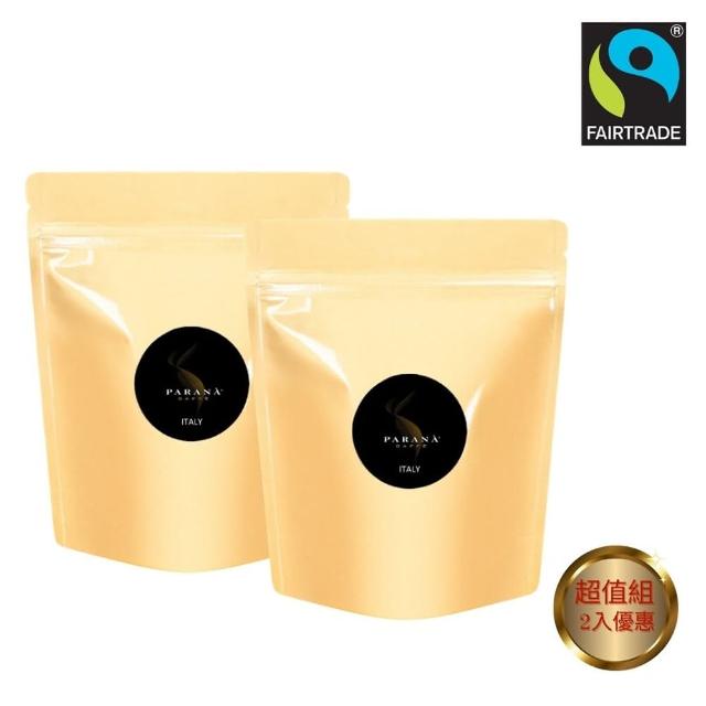 【PARANA  義大利金牌咖啡】認證公平交易咖啡粉 1磅X2入、下單後現磨(雙認證阿拉比卡豆 、獨特花果香)