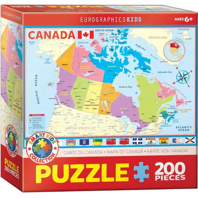 【Eurographics puzzles】兒童拼圖 加拿大地圖 200片
